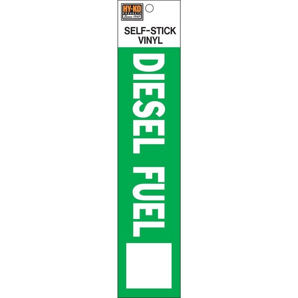 Diesel Fuel Sign 2" x 8", 10PK, Hy-Ko, Mfr#: A00839