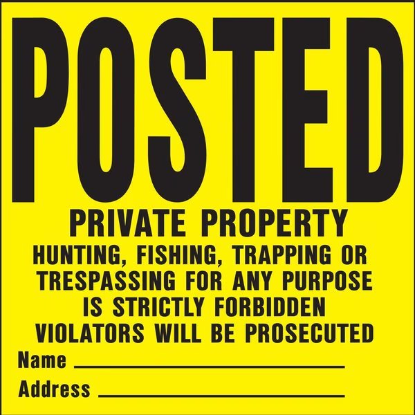 Posted Private Property Sign 11" x 11", 20PK, Hy-Ko, Mfr#: A03101
