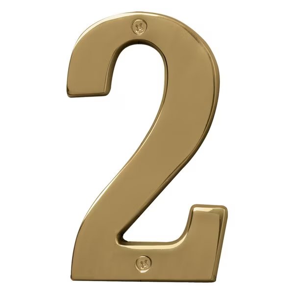 5In Polished Brass Number 2, 3PK, Hy-Ko, Mfr#: A31022
