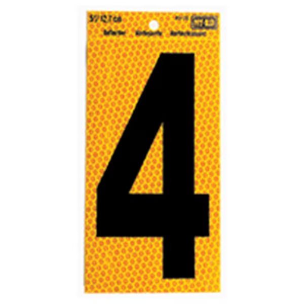 5In Yellow Reflective Number 4, 10PK, Hy-Ko, Mfr#: B00754