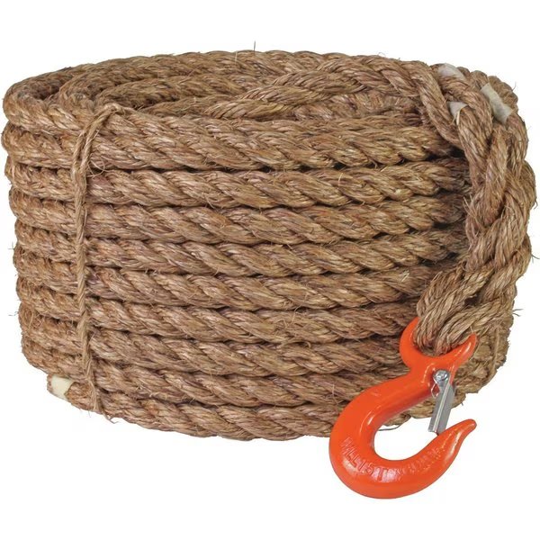 3/4 in. X 100' Manila Rope with 9/16 in. Snap Hook, The Brush Man, Mfr#: ROPESNAP3/4X100