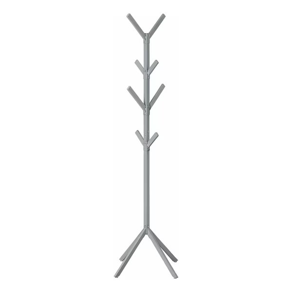 Coat Rack, Hall Tree, Free Standing, 8 Hooks, Entryway, 70"H, Bedroom, Metal, Grey, Contemporary, Monarch Specialties, Mfr#: I 2058