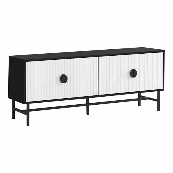 Tv Stand, 60 Inch, Console, Storage Cabinet, Living Room, Bedroom, Black And White Laminate, Monarch Specialties, Mfr#: I 2732