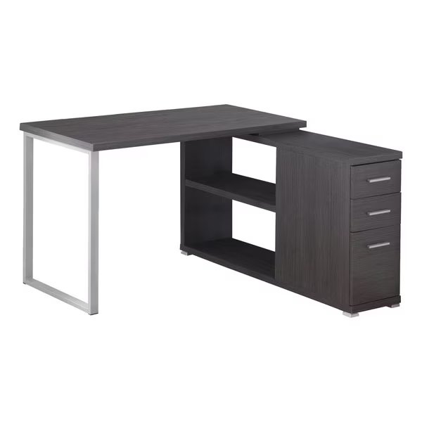 Computer Desk, Home Office, Corner, Storage Drawers, L Shape, Work, Laptop, Metal, Grey, Monarch Specialties, Mfr#: I 7135
