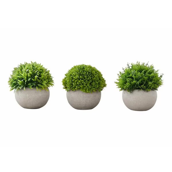 Artificial Plant, 5" Tall, Grass, Indoor, Faux, Fake, Table, Greenery, Potted, Set Of 3, Decorative, Monarch Specialties, Mfr#: I 9589
