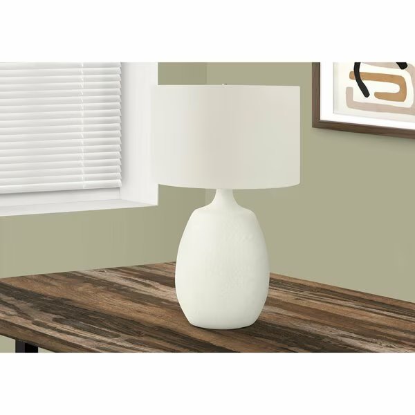 Lighting, 26 in.H, Table Lamp, Ivory / Cream Shade, Cream Resin, Contemporary, Monarch Specialties, Mfr#: I 9609