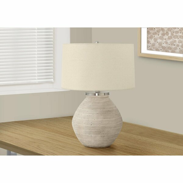 Lighting, 25 in.H, Table Lamp, Cream Concrete, Beige Shade, Contemporary, Monarch Specialties, Mfr#: I 9714