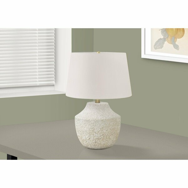 Lighting, 20 in.H, Table Lamp, Cream Concrete, Ivory / Cream Shade, Modern, Monarch Specialties, Mfr#: I 9729