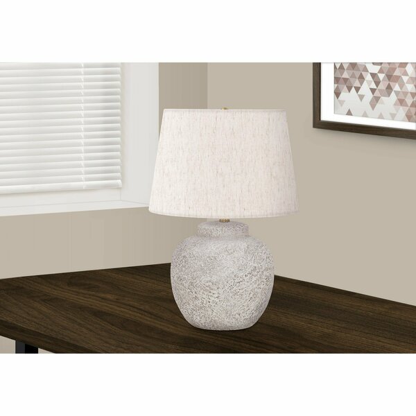Lighting, 22 in.H, Table Lamp, Cream Concrete, Ivory / Cream Shade, Modern, Monarch Specialties, Mfr#: I 9732