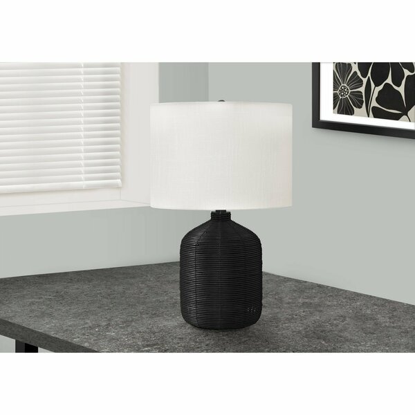 Lighting, 23 in.H, Table Lamp, Black Rattan, Ivory / Cream Shade, Modern, Monarch Specialties, Mfr#: I 9734