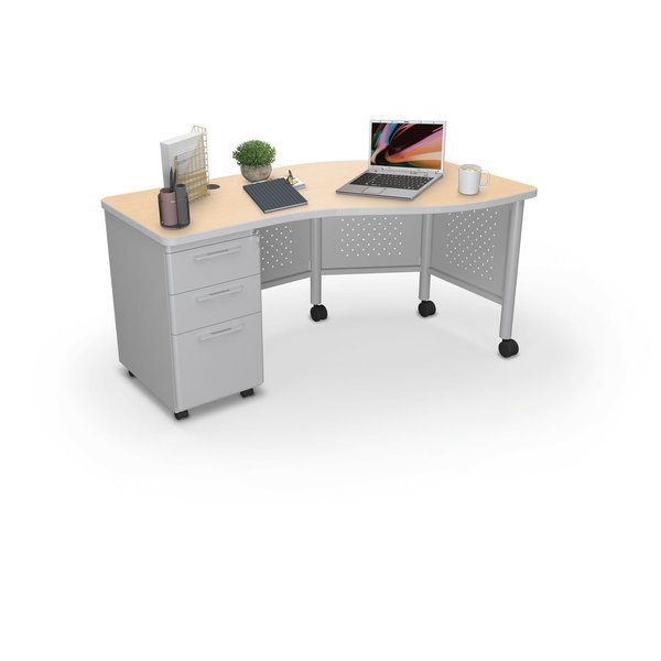 Instructor Desk Left 29.8"H x 60"W x 36.3"D Fusion Maple, Mooreco, Mfr#: 91786-7909-PL