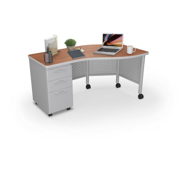 Instructor Desk Left 29.8"H x 60"W x 36.3"D Amber Cherry, Mooreco, Mfr#: 91786-7919-PL