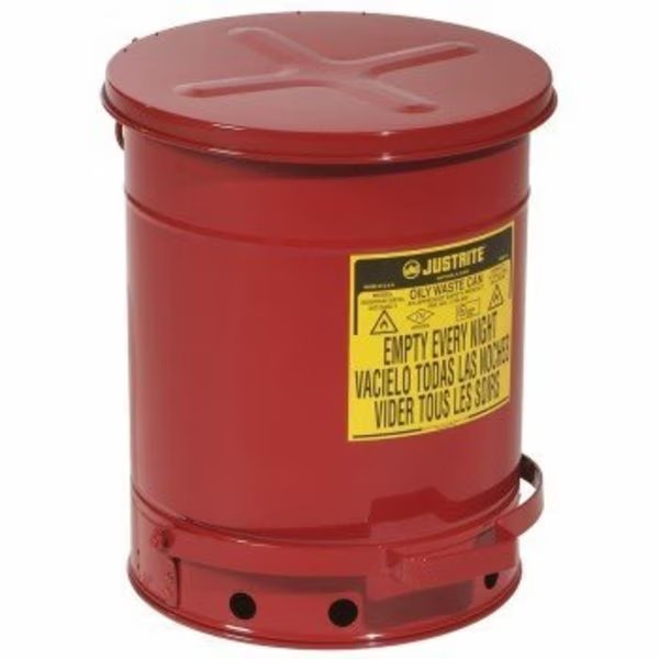 Steel Self-Closing Oily Waste Can ext. dia. 13.94" x 18.25" H, Justrite, Mfr#: CAN139