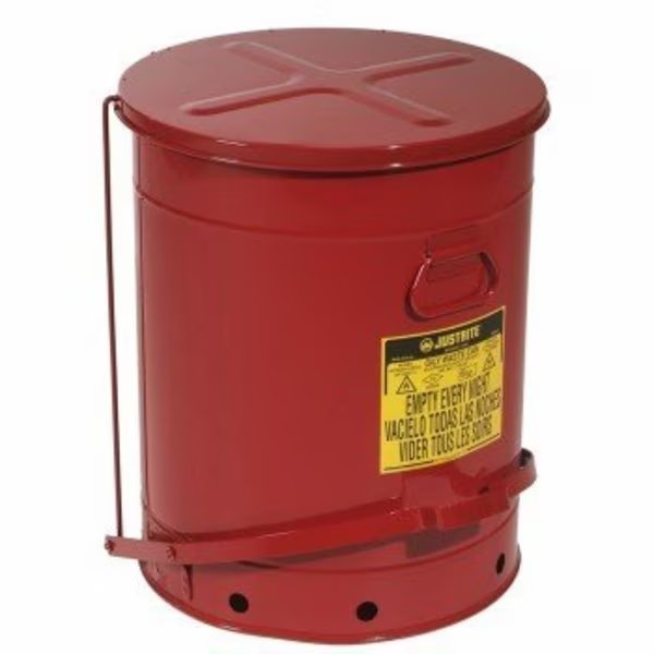 Steel Self-Closing Oily Waste Can ext. dia. 18.38" x 23.44" H, Justrite, Mfr#: CAN141