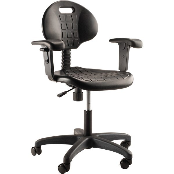 Polyurethane Task Chair with Arms, 16"-21" Height, Black, National Public Seating, Mfr#: 6716HB-A