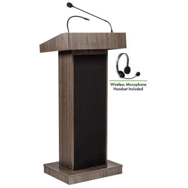 Oklahoma Sound Orator Lectern with Wireless Headset Mic, Ribbonwood, Oklahoma Sound, Mfr#: 800X-RW/LWM-7