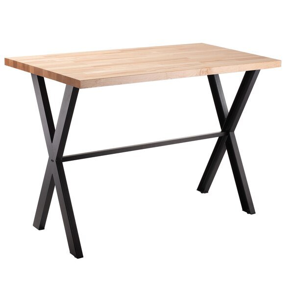 NPS Collaborator Table, 30" x 72", Rectangle, 42" Height w/ Crossbeam, Butcherblock top, National Public Seating, Mfr#: CLT3072B2BB