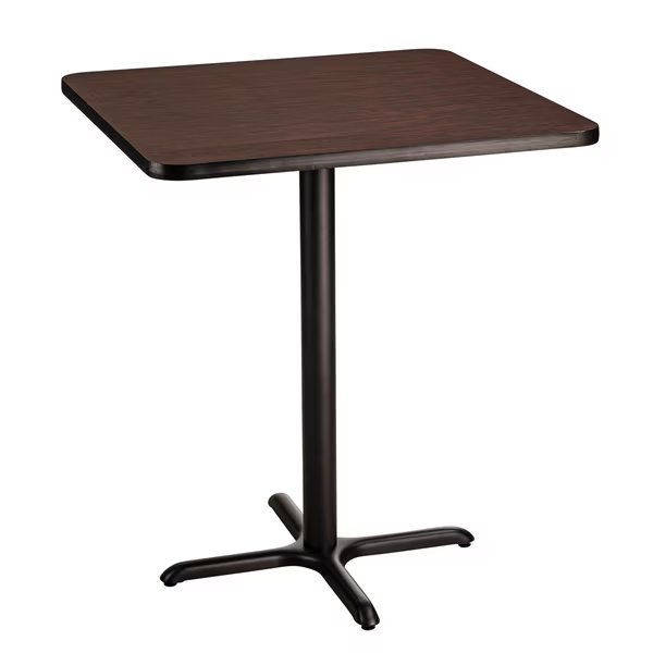 NPS Café Table, 36" Square, "X" Base, 42" Height, National Public Seating, Mfr#: CT33636XBMY