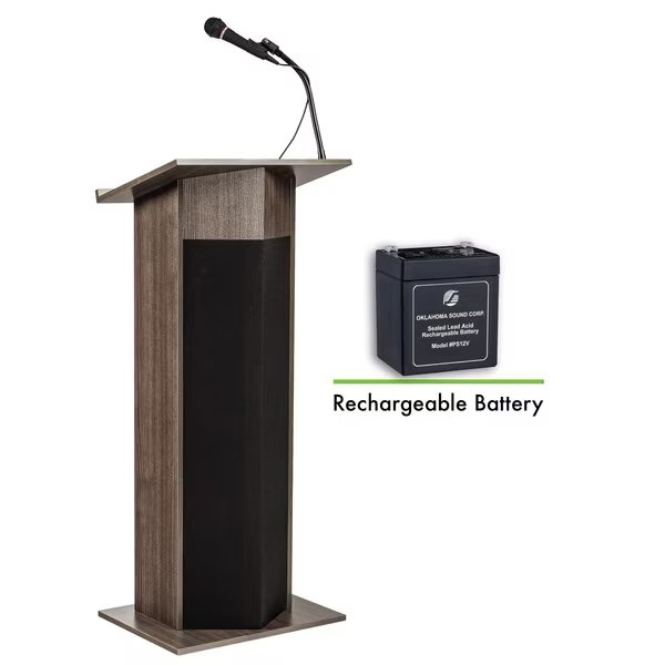 Oklahoma Sound Power Plus Lectern and Rechargeable Battery, Ribbonwood, Oklahoma Sound, Mfr#: M111PLS-RW
