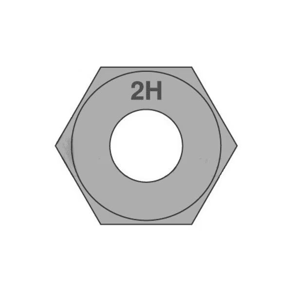 Heavy Hex Nut, 1-5/8"-8, Steel, Grade 2H, Plain, 1-19/32 in Ht, 25 PK, Newport Fasteners, Mfr#: 516119-BR-25