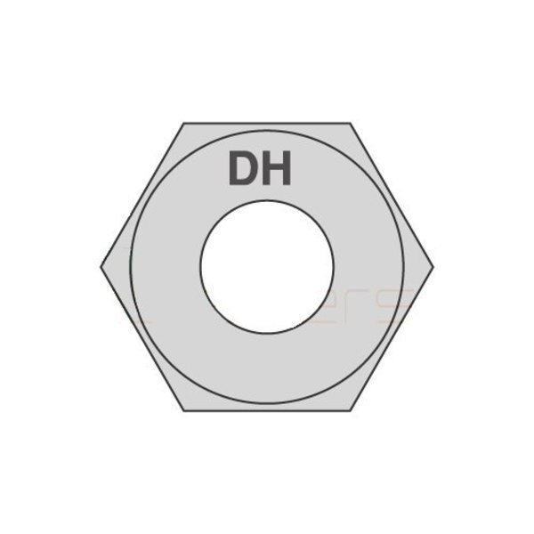Heavy Hex Nut, 1-1/8"-7, Steel, Grade DH, Hot Dipped Galvanized, 1-7/64 in Ht, 350 PK, Newport Fasteners, Mfr#: NB335154B-350