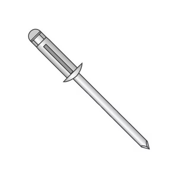 Blind Rivet, Dome Head, 3/16 in Dia., 0.806 in L, Aluminum Body, 2500 PK, Newport Fasteners, Mfr#: 631441