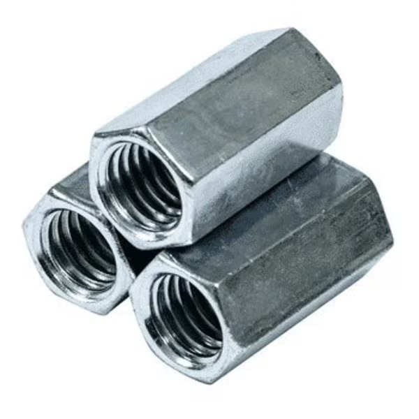 Coupling Nut, 5/16"-18, Steel, Grade A, Zinc Plated, 1 in Lg, 1/2 in Hex Wd, Newport Fasteners, Mfr#: 984205-PR-100