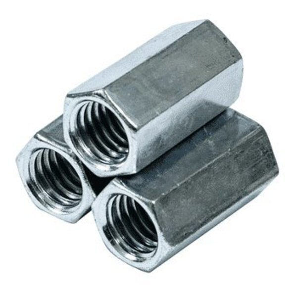 Coupling Nut, #1-8, Steel, Grade A, Zinc Plated, 2-3/4 in Lg, 1-3/8 in Hex Wd, Newport Fasteners, Mfr#: 194426-PR-10