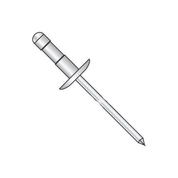 Large Flange Multi-Grip Rivets, Dome Head Head, 1/8" Dia., Aluminum Body, 7000 PK, Newport Fasteners, Mfr#: 591996