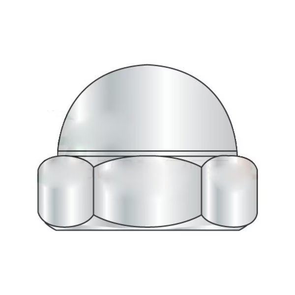 Low Crown Cap Nut, 1/2"-13, Steel, Nickel Plated, 0.572 in H, 50 PK, Newport Fasteners, Mfr#: NB301029P-50