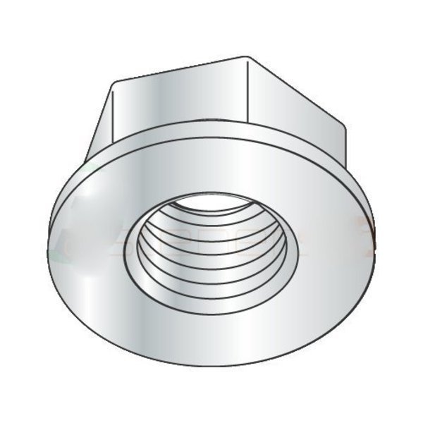 Flange Nut, 7/16"-20, Steel, Zinc Plated, 0.688 in Hex Wd, 0.26 in Hex Ht, 500 PK, Newport Fasteners, Mfr#: 376782