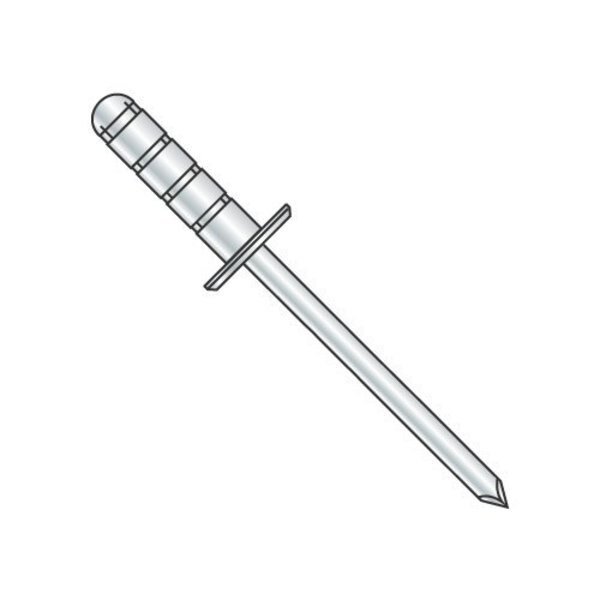 Large Flange Multi-Grip Rivets, Dome Head Head, 3/16" Dia., Steel Body, 3000 PK, Newport Fasteners, Mfr#: 220165