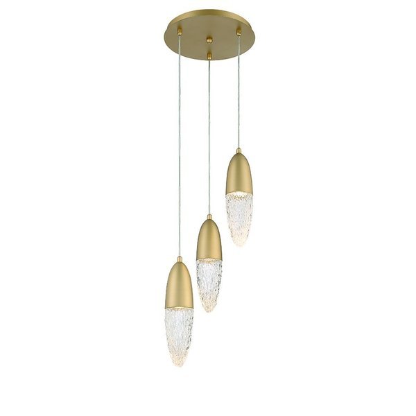 Écrou Modern Halogen Indoor Chandelier, 3-Light, Round, Dimmable, Gold/Glass, Eurofase, Mfr#: 43858-035