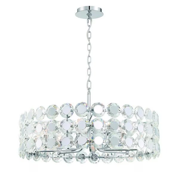 Perrene Modern Incadescent Indoor Chandelier, 8-Light, Drum, Dimmable, Chrome, Eurofase, Mfr#: 44286-019