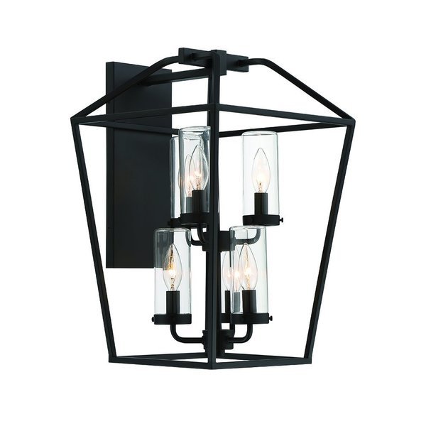 Bastille Modern Incadescent Outdoor Lantern, 6-Light, Rectangle, Dimmable, Black/Glass, Eurofase, Mfr#: 44307-011