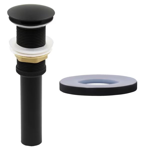 Pop-up Drain less overflow with Mounting Ring, Matte Black, Novatto, Mfr#: PUD-MB-MR