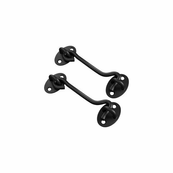 Black Heavy Duty Rustic Hook and Eye Latch, 2PK, Nuvo Iron, Mfr#: HEL4BLK2PK