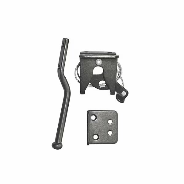 BLACK GALVANIZED STEEL SPRING-LOADED LATCH AND CATCH WITH CABLE AND RING, Nuvo Iron, Mfr#: LCWSLBLK