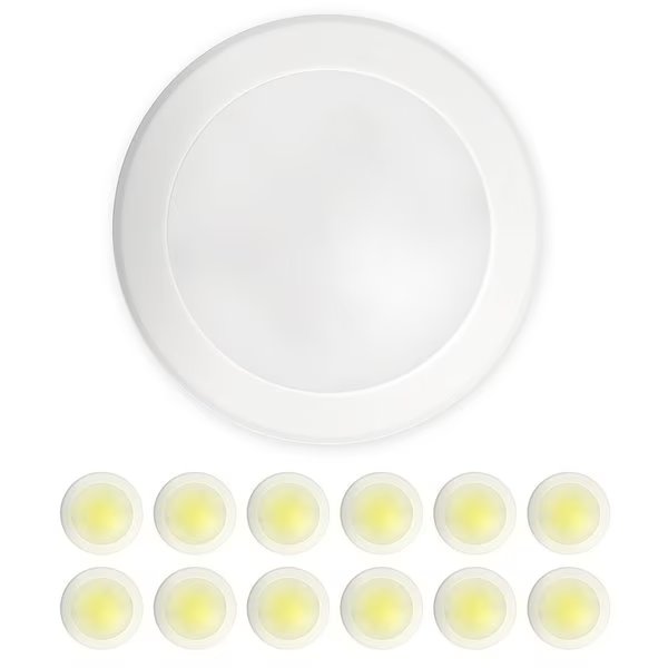 5/6" LED Flush Mount Ceiling Light, Dimmable Retrofit Disk Recessed Lighting Fixture, 3000K, 12 Pack, Nuwatt, Mfr#: NW-R-DSK-6-15W-30K-12P