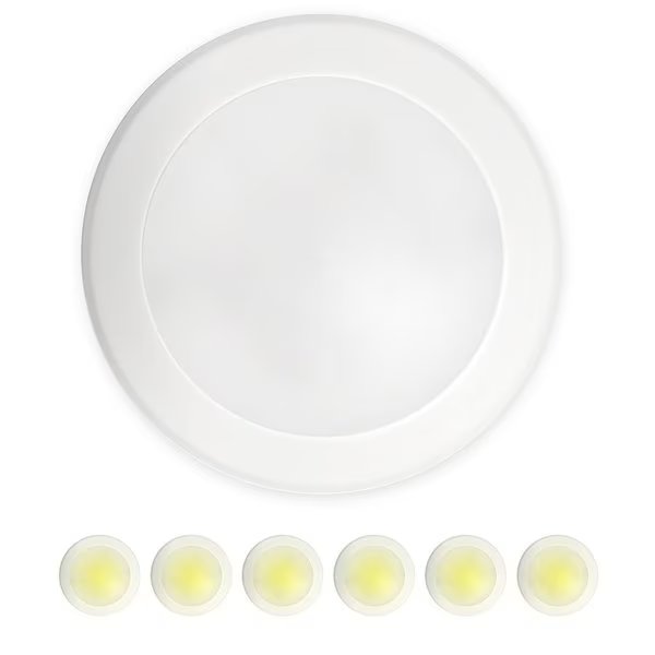 5/6" LED Flush Mount Ceiling Light, Dimmable Retrofit Disk Recessed Lighting Fixture, 3000K, 6 Pack, Nuwatt, Mfr#: NW-R-DSK-6-15W-30K-6P