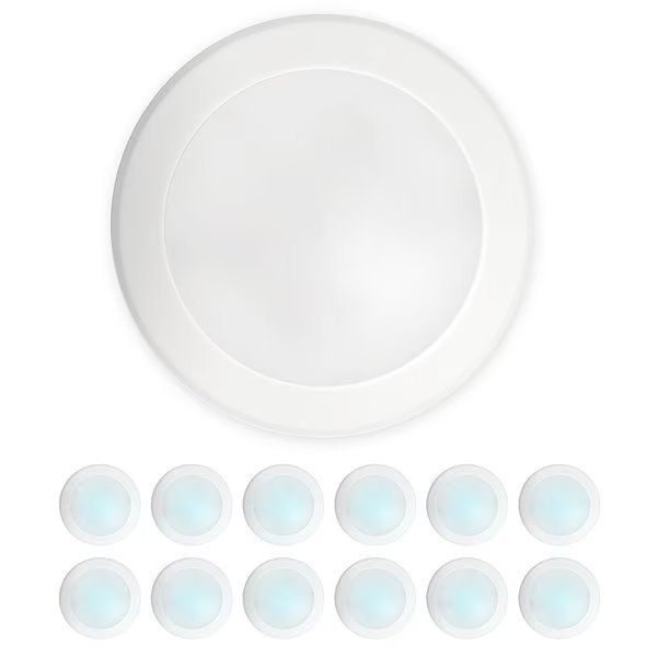 5/6" LED Flush Mount Ceiling Light, Dimmable Retrofit Disk Recessed Lighting Fixture, 4000K, 12 Pack, Nuwatt, Mfr#: NW-R-DSK-6-15W-40K-12P