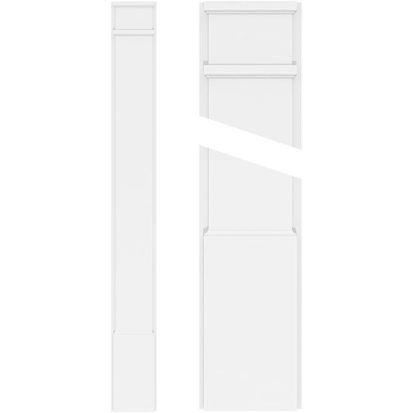 Plain PVC Pilaster w/Decorative Capital & Base, 12"W x 96"H x 2"P, Ekena Millwork, Mfr#: PILP12X096SM02-2