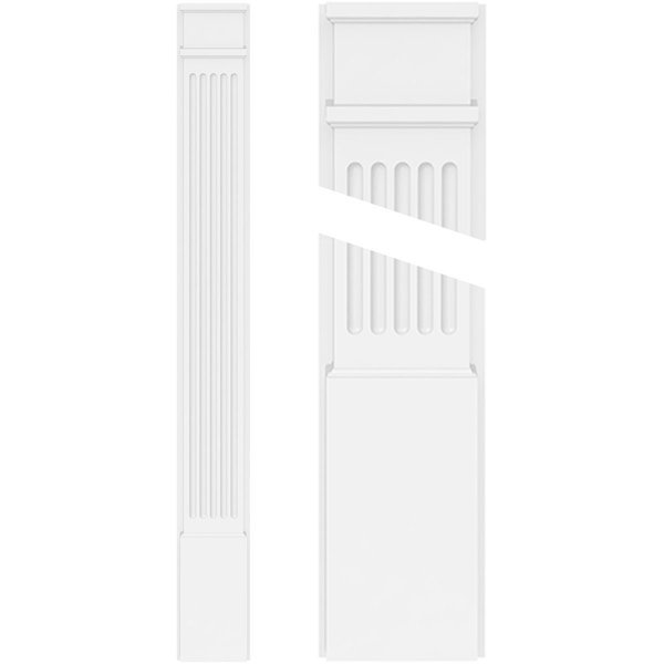 Fluted PVC Pilaster w/Decorative Capital & Base, 6"W x 82"H x 2"P, Ekena Millwork, Mfr#: PILP06X082FL02-2