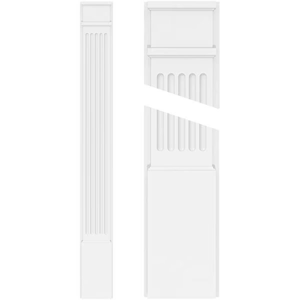 Fluted PVC Pilaster w/Decorative Capital & Base, 12"W x 108"H x 2"P, Ekena Millwork, Mfr#: PILP12X108FL02-2