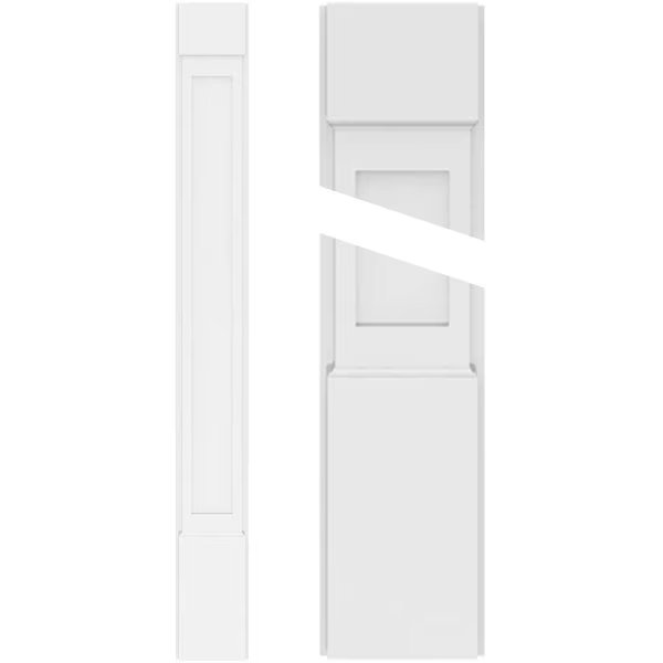 Flat Panel PVC Pilaster w/Standard Capital & Base, 4"W x 82"H x 2"P, Ekena Millwork, Mfr#: PILP04X082FP01-2