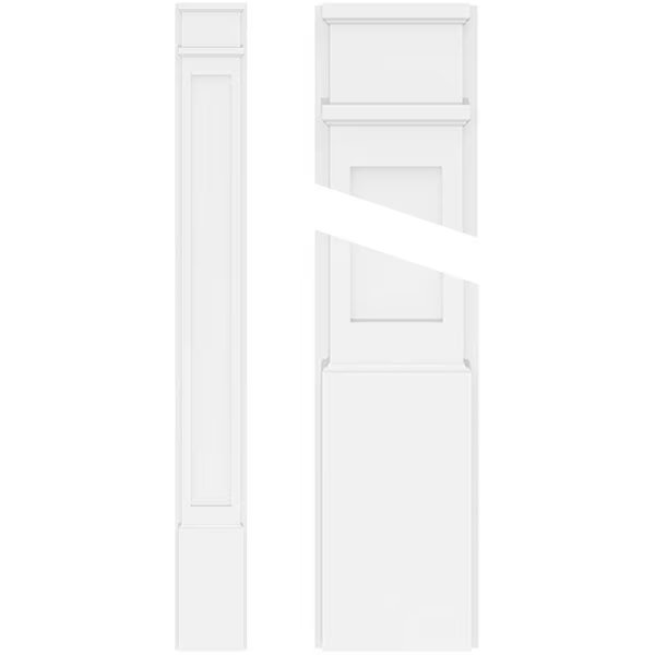 Flat Panel PVC Pilaster w/Decorative Capital & Base, 9"W x 48"H x 2"P, Ekena Millwork, Mfr#: PILP09X048FP02-2