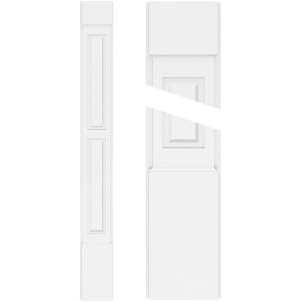 Two Equal Raised Panel PVC Pilaster w/Standard Capital & Base, 7"W x 82"H x 2"P, Ekena Millwork, Mfr#: PILP07X082DRP01-2