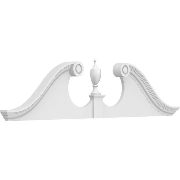 Rams Head Architectural Grade PVC Pediment (Urn Ships Unattached in Box), 66"W x 16-1/2"H x 2-3/4"P, Ekena Millwork, Mfr#: PEDPS066X165RHP00