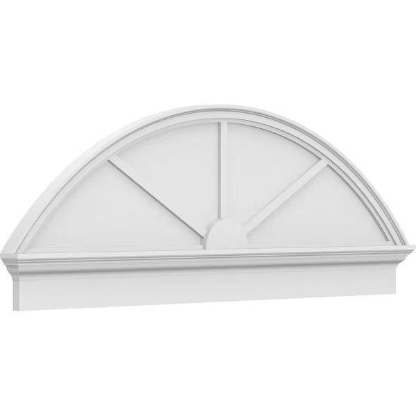 Segment Arch 3 Spoke Architectural Grade PVC Combination Pediment, 62"W x 22-3/8"H x 2-3/4"P, Ekena Millwork, Mfr#: PEDPC062X225SEG03