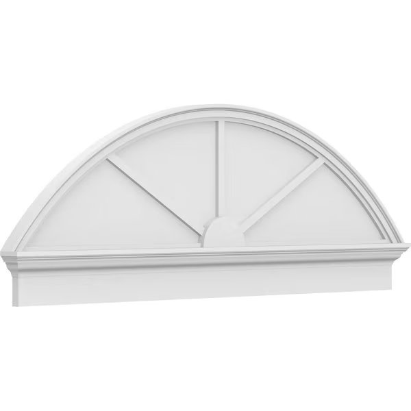 Segment Arch 3 Spoke Architectural Grade PVC Combination Pediment, 64"W x 22-7/8"H x 2-3/4"P, Ekena Millwork, Mfr#: PEDPC064X230SEG03